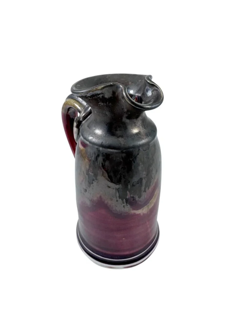 Edgecomb Potters Pitcher Multicolor Drip Glaze with Spout Maine Pottery